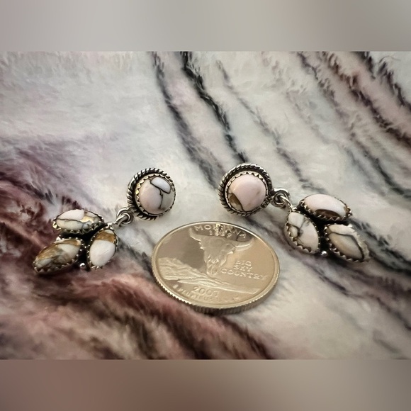 ❤️ NEW Angel Dahlia Kingman Turquoise 925 Southwestern Navajo Earrings 10 Gm - Picture 9 of 10